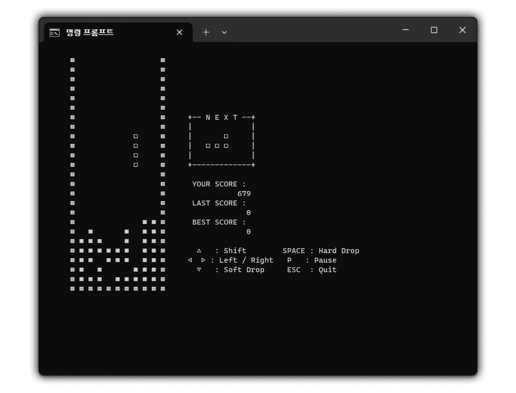 CLI 테트리스 대표 화면